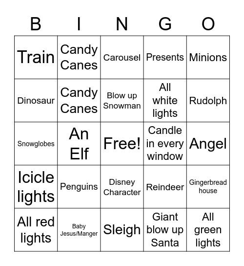 Christmas Lights Bingo Card