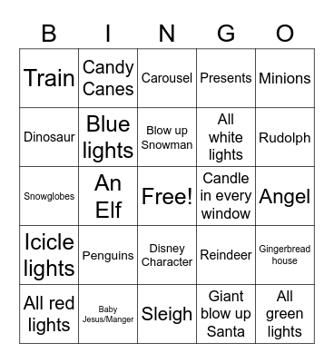 Christmas Lights Bingo Card