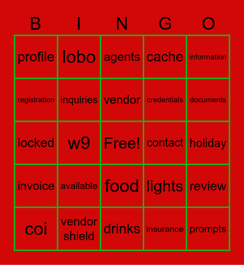 Happy Holidays from Yardi Bingo Card