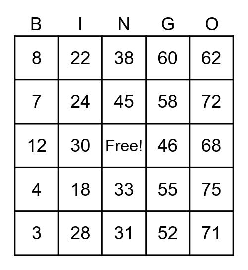 DARWIN Bingo Card