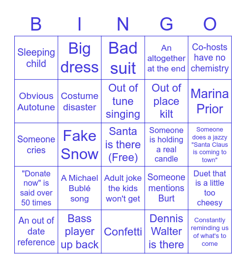 Carols By Candlelight Bingo Card