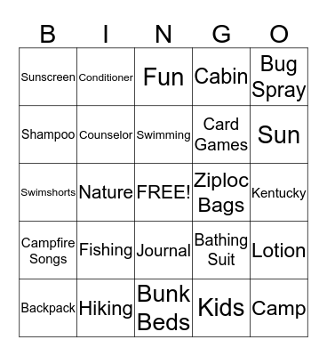 Camp Freedom Bingo Card