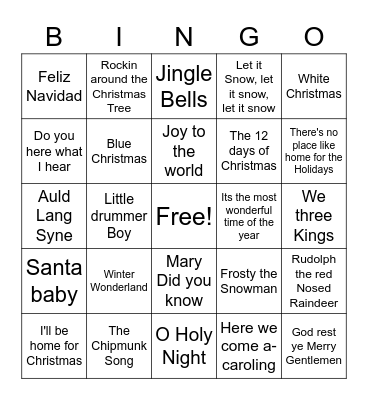 Christmas Bingo Card