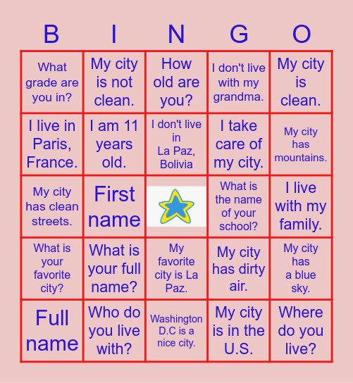 All about Me Bingo Card