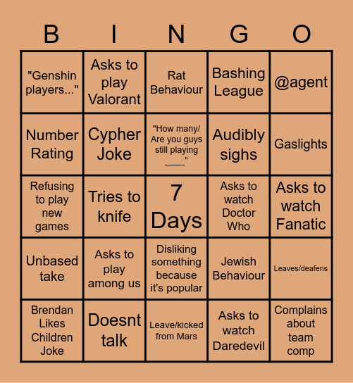 Da Bingo Card