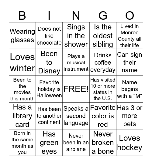 My Time Provider Bingo Card