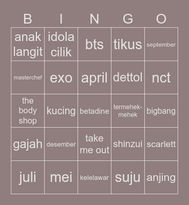 bingo carissa Bingo Card