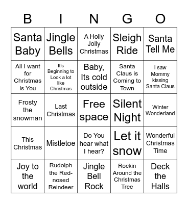 Guess That Christmas Song Bingo Card