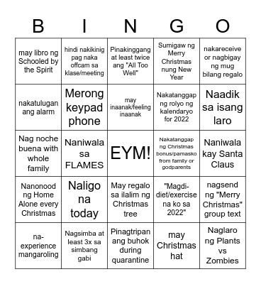 EYM CHRISTMAS PARTY Bingo Card