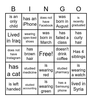 Find someone who Bingo Card