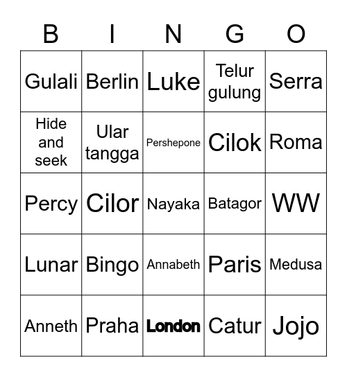 NAYAKA Bingo Card