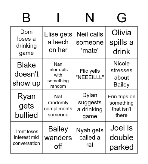 Nicholson Christmas Bingo Card