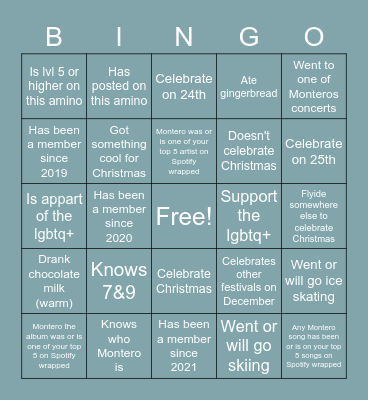 Montero bingo [Christmas edition] Bingo Card