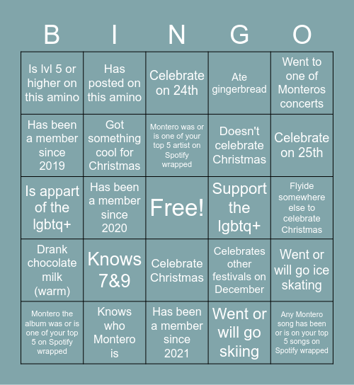 Montero bingo [Christmas edition] Bingo Card