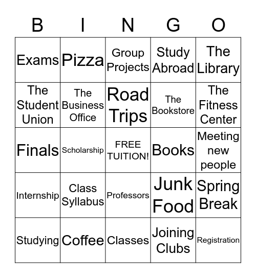 Graduation Bingo Card