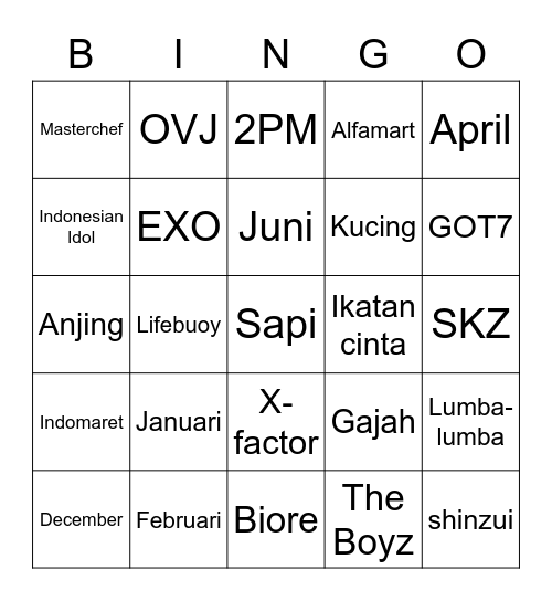 Mavie Bingo Card