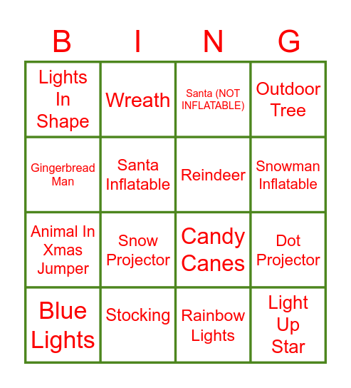 Xmas Bingo Card
