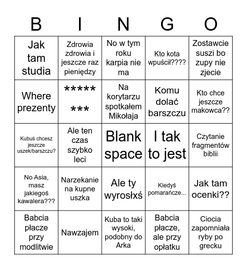 Wigilia Polna 34 Bingo Card