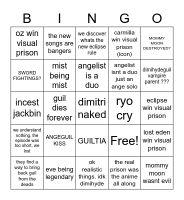 ryo's viusal prison finale bingo ft bisexuality Bingo Card