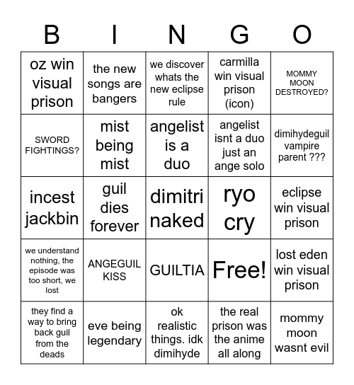 ryo's viusal prison finale bingo ft bisexuality Bingo Card