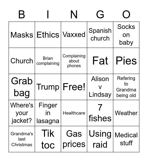 Christmas Bingo Card