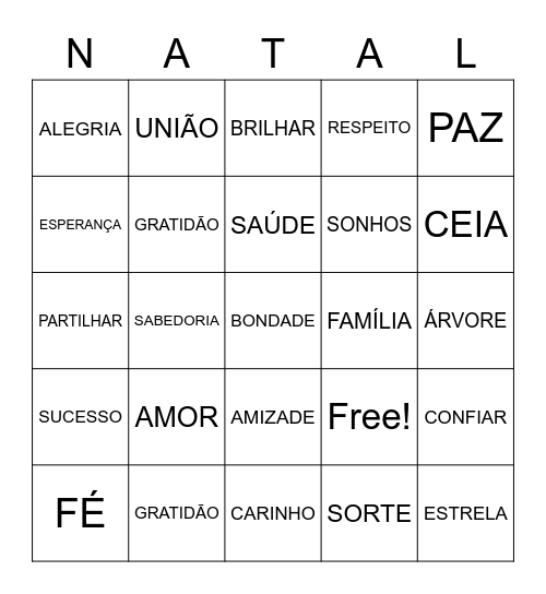 FELIZ NATAL Bingo Card
