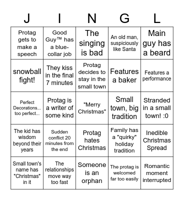 Mystery Hallmark Bingo Theatre Bingo Card