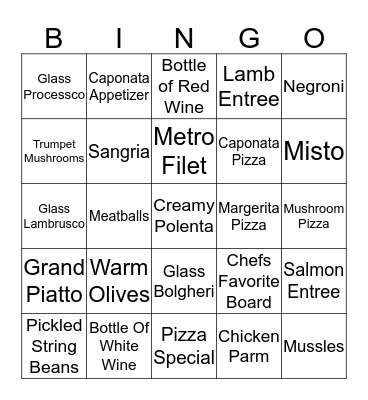 Metro Bingo Card