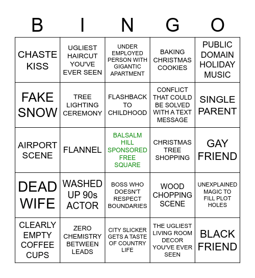 PERSON FAMILY HALLMARK CHRISTMAS BINGO Card