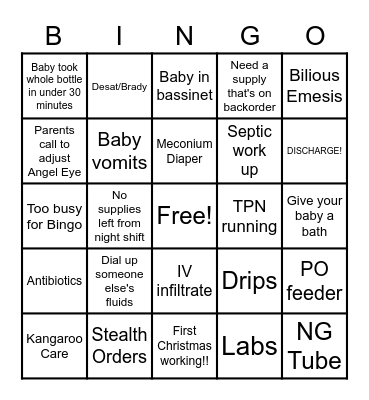 NICU Christmas Bingo! Bingo Card