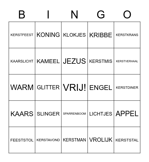 KERST BINGO Card