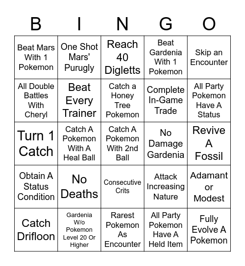 BDSP BingoLocke Gym 2 Bingo Card