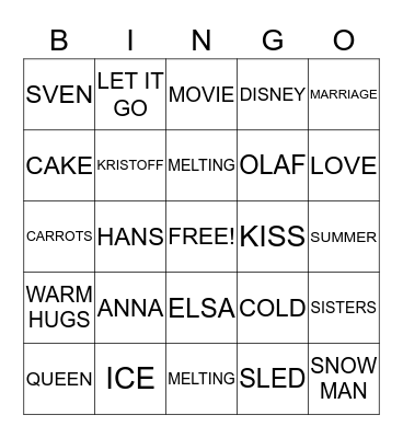 CHARLOTTE'S 9 FROZEN PARTY Bingo Card