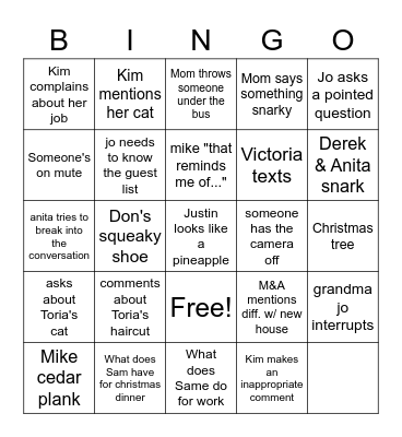 Zoom Bingo Card