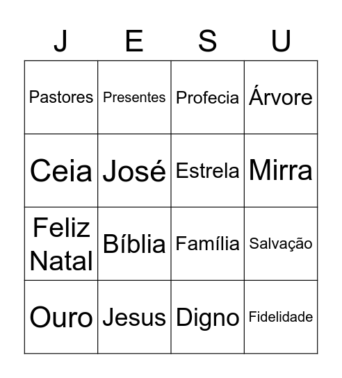 Bingo Cristão Bingo Card