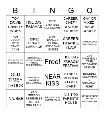 HALLMARK CHANNEL BINGO: CHRISTMAS! Bingo Card
