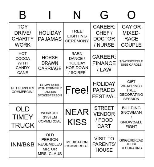 HALLMARK CHANNEL BINGO: CHRISTMAS! Bingo Card