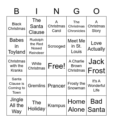 Christmas Movie Bingo! Bingo Card