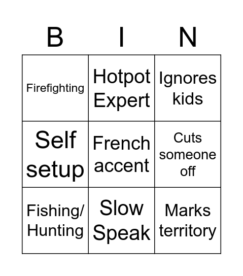 Never Gonna Give You Up Bingo Card