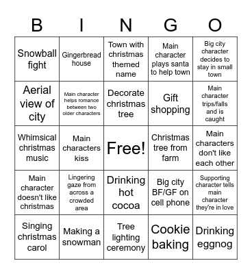 Hallmark Holiday Movie Bingo Card
