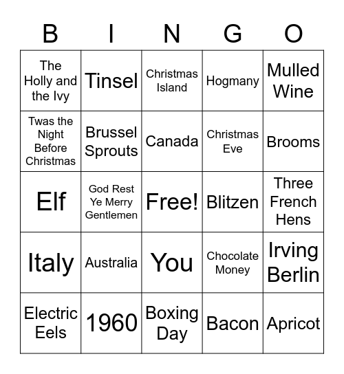 Stormfeltz Christmas Trivia 2021 Bingo Card