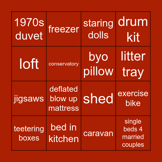 #duvetknowitschristmas Bingo Card