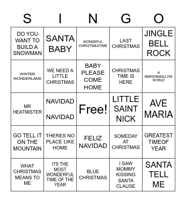 C H R I S T M A S Bingo Card