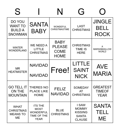 C H R I S T M A S Bingo Card