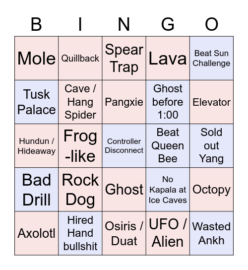 Spelunky 2 Bingo Card