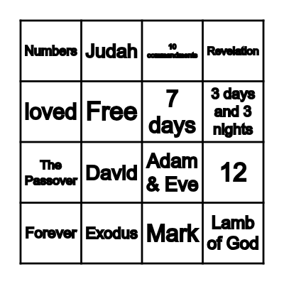 Bible Trivia Bingo Card