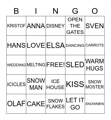 CHARLOTTE'S 9 FROZEN PARTY Bingo Card