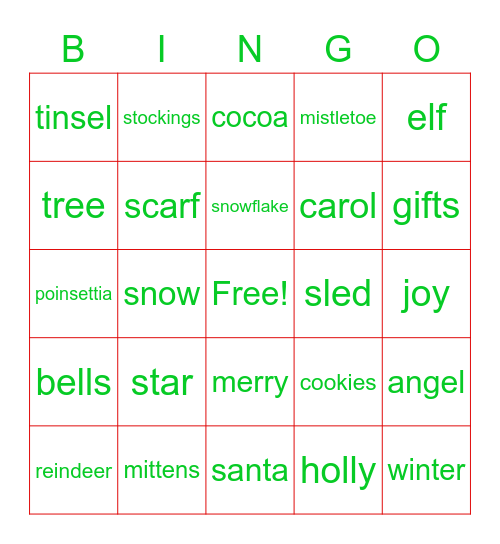 Christmas Bingo Card