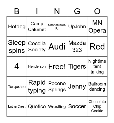 Nelson Family Trivia Bingo Card