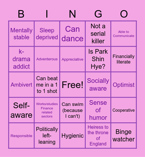 Are you Jules' type? Bingo Card